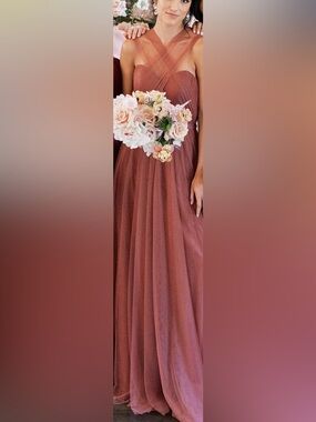 Revelry Rosalie Tulle Convertible Dress in cinnamon rose size 2 strapless